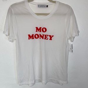 MO MONEY Red Letter Crop Graphic Light Weight Tee Shirt NWT